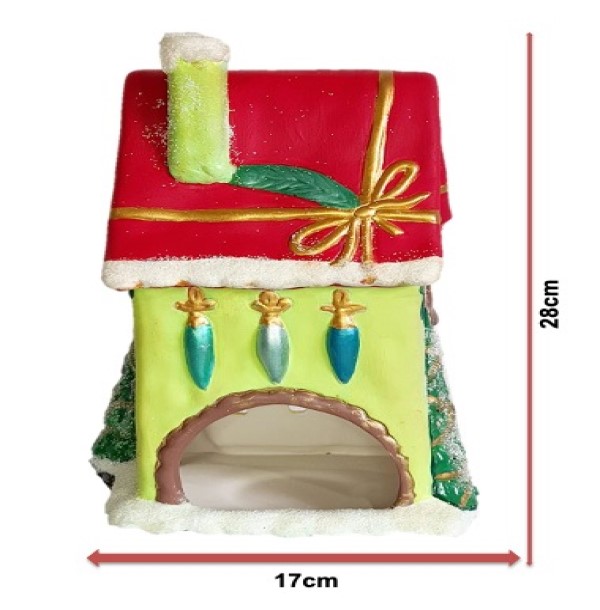CASA de VILLA pintada a mano colores brillantes NAVIDEÑA