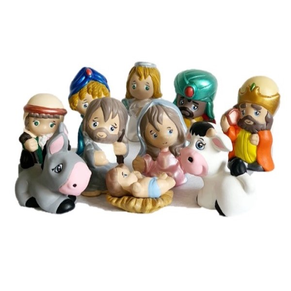 Nacimiento  artesanal para Navidad  set de 11 PIEZAS pintado a mano 