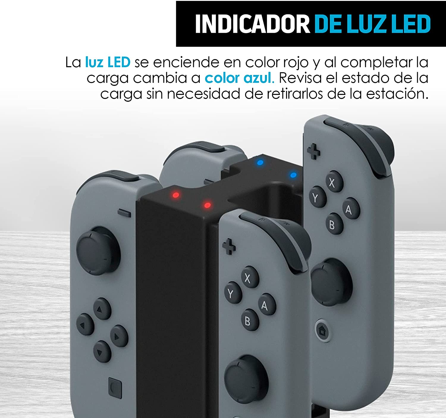 Base Cargador Para Controles Joy Con Nintendo Switch 4 Controles Con Indicadores LED