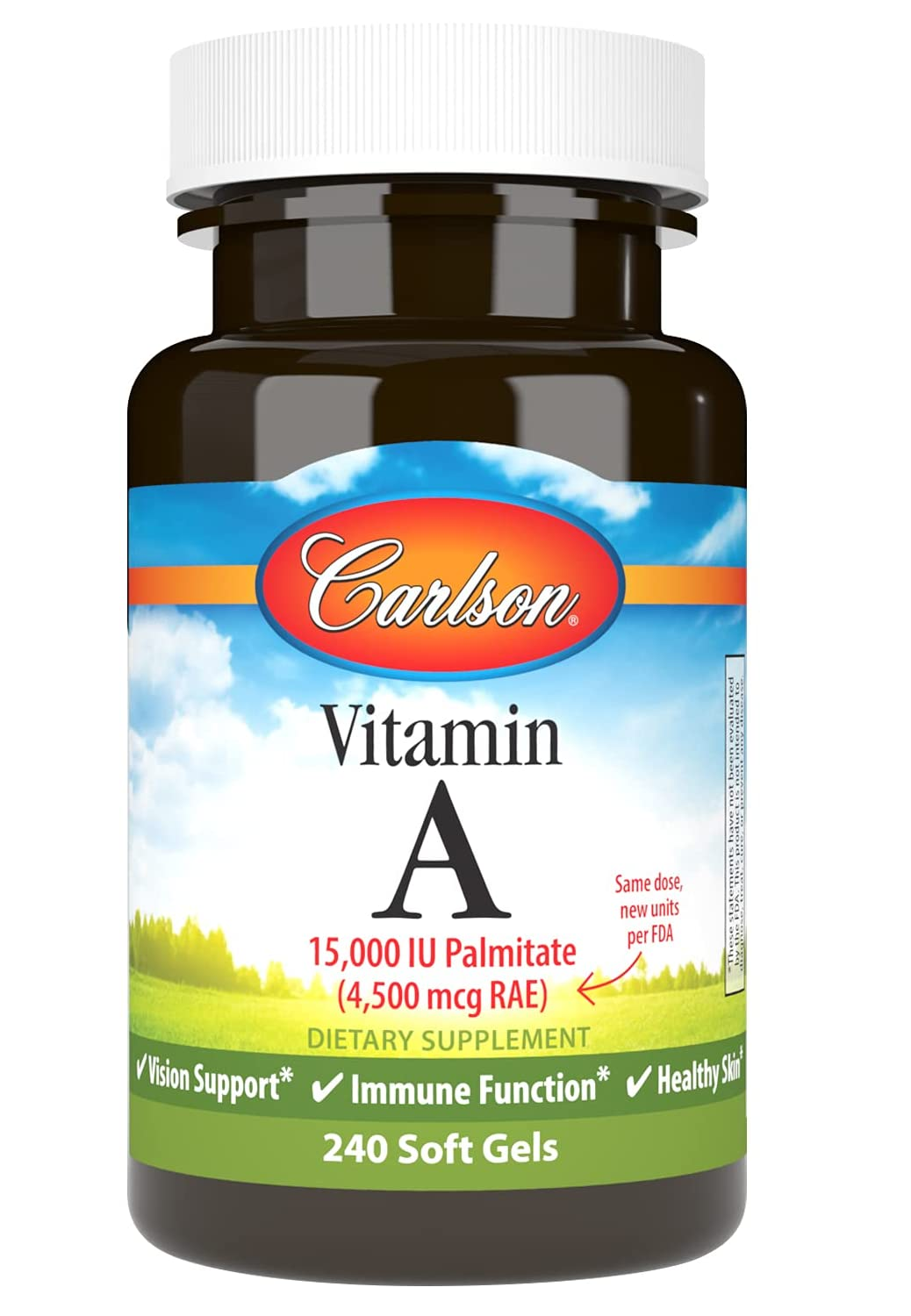 Vitamina A 15000 UI Palmitato 240 cápsulas blandas 2.47 onzas