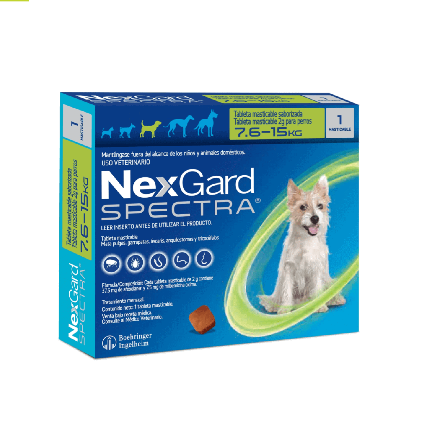 Nexgard Spectra (Verde) Masticable 7.6-15Kg (Perro Mediano)