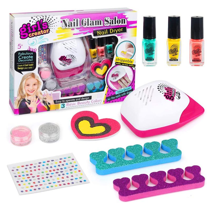 Kit de salon de uñas para niñas con lampara y accesorios para un dia de nail kery 