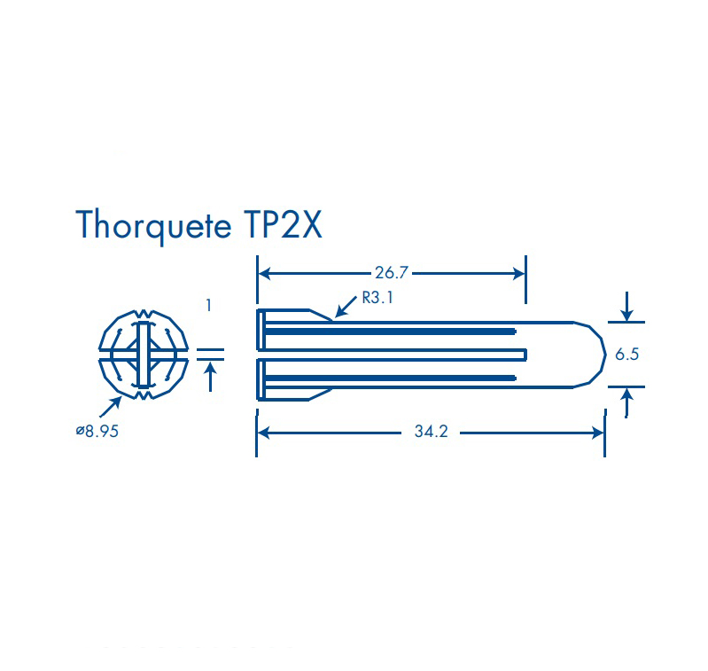 THORQUETE THORSMAN TP2X ROJO 1/4" 12X35 10 CAJAS C/100 PZAS C/CAJA 1103-03100.