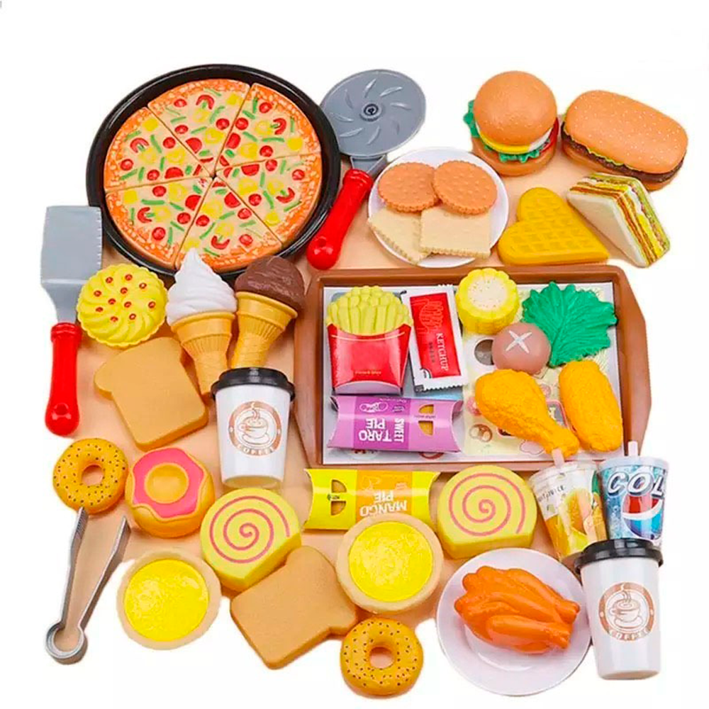 Juego De Elementos De Cocina, Juguetes De Comida Para Niños Pizza Helado Comida Rápida