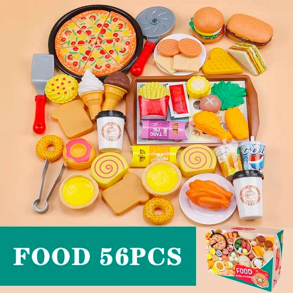 Juego De Elementos De Cocina, Juguetes De Comida Para Niños Pizza Helado Comida Rápida