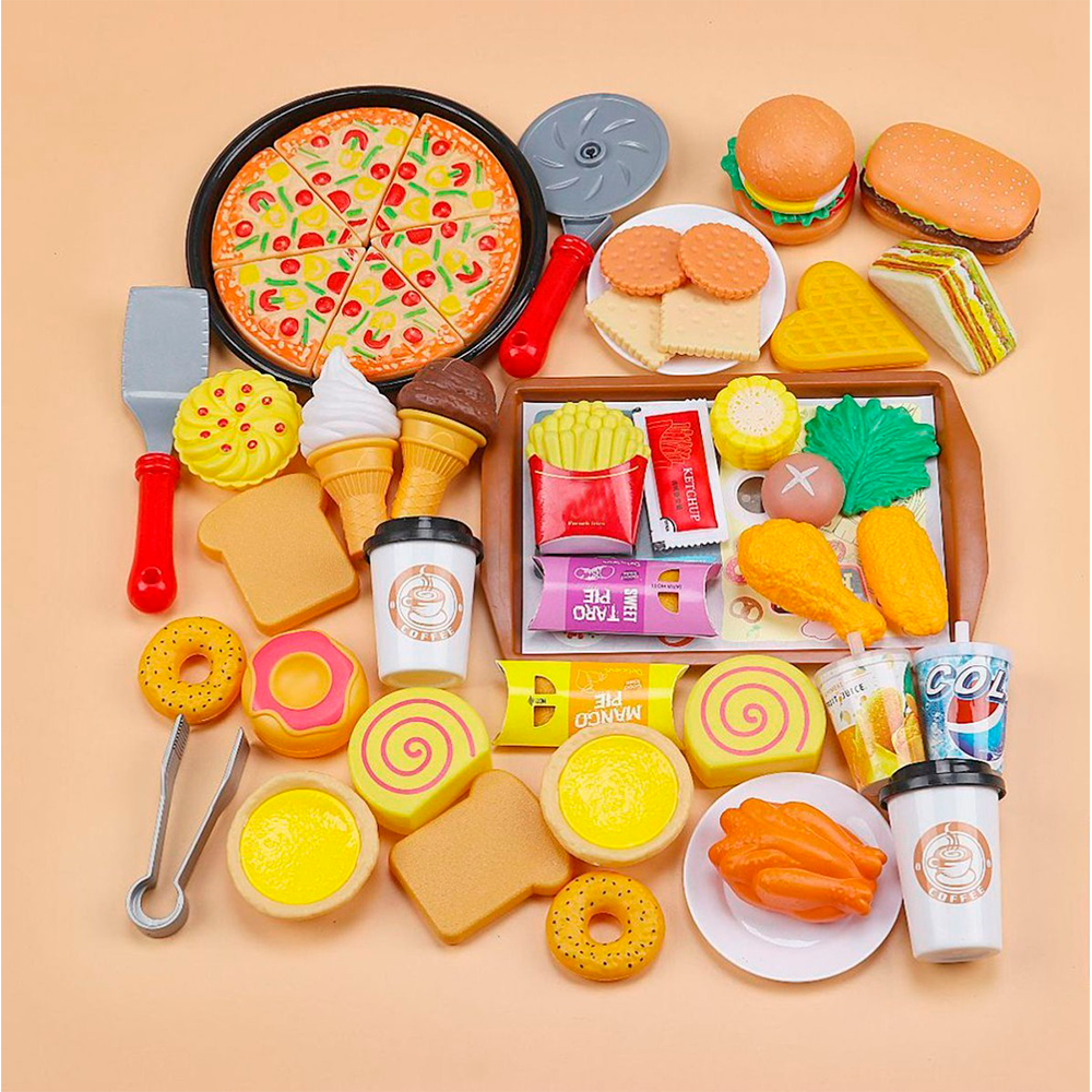 Juego De Elementos De Cocina, Juguetes De Comida Para Niños Pizza Helado Comida Rápida