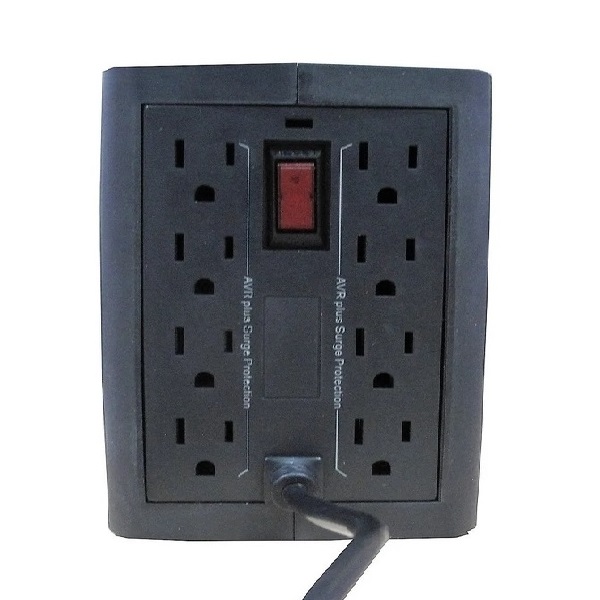 Regulador De Voltaje Barracuda AVR1300 con 2 Puertos USB y 8 Contactos con Indicadores Led