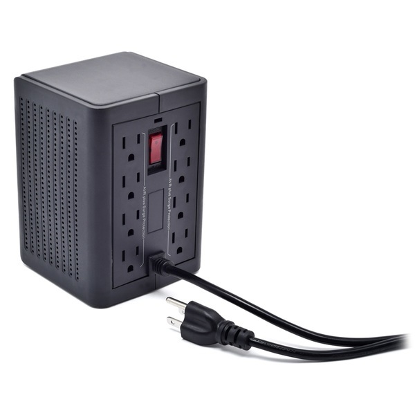 Regulador De Voltaje Barracuda AVR1300 con 2 Puertos USB y 8 Contactos con Indicadores Led