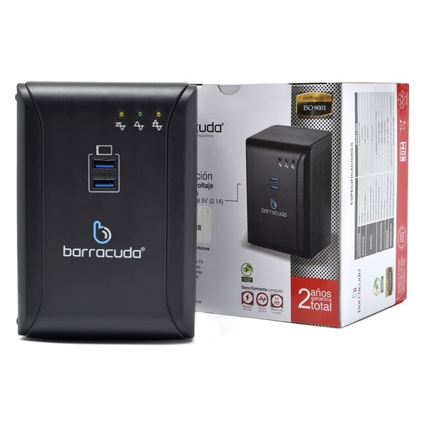 Regulador De Voltaje Barracuda AVR1300 con 2 Puertos USB y 8 Contactos con Indicadores Led