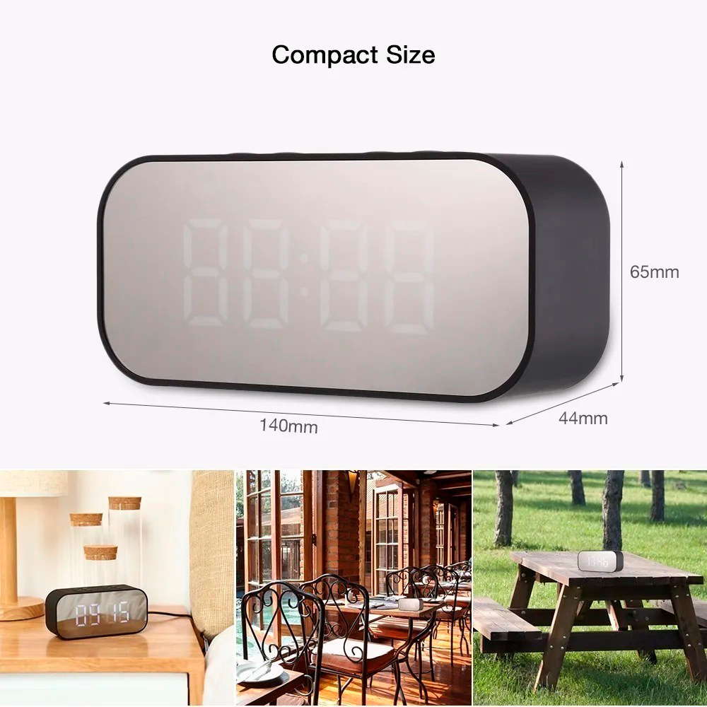 Reloj Despertador Digital con alarma Y Bocina Bluetooth Negro