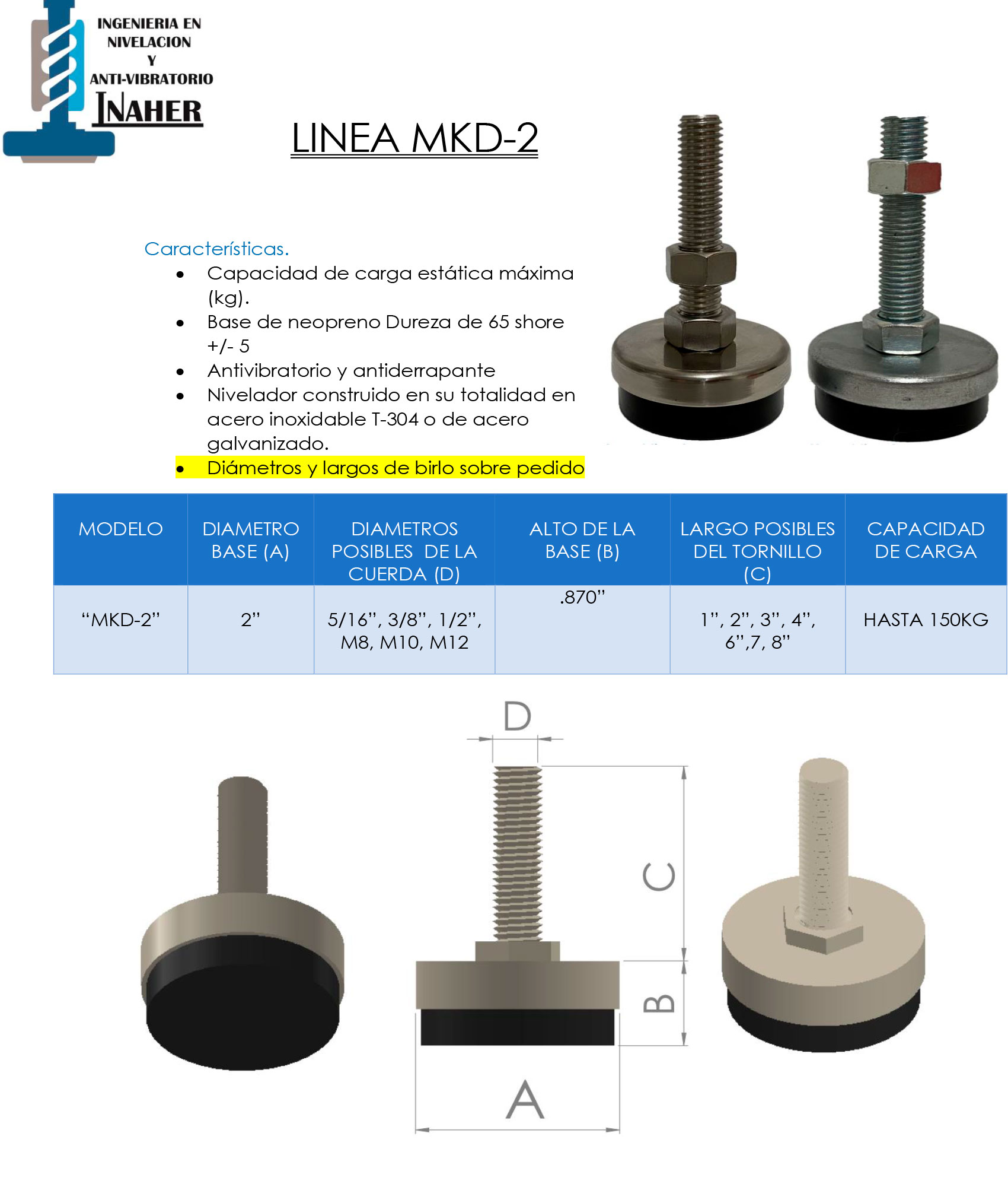 Nivelador Industrial Antiderrapante De 3/8 X 2 (4pzas)