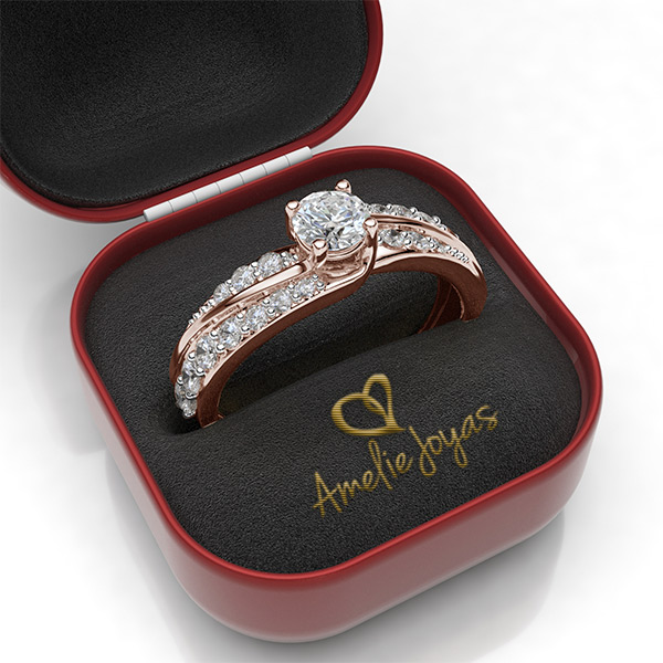 Anillo de compromiso en Oro Rosa de 14K Amelie Joyas