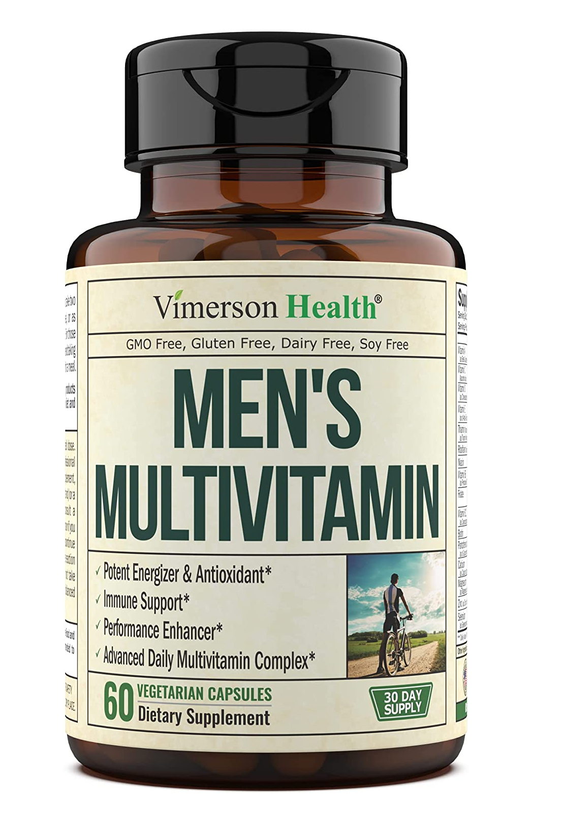 Suplemento multivitamínico vitaminas A, C, E, D, B1, B2, B3, B5, B6, B12 con 60 cápsulas 2,4 onzas