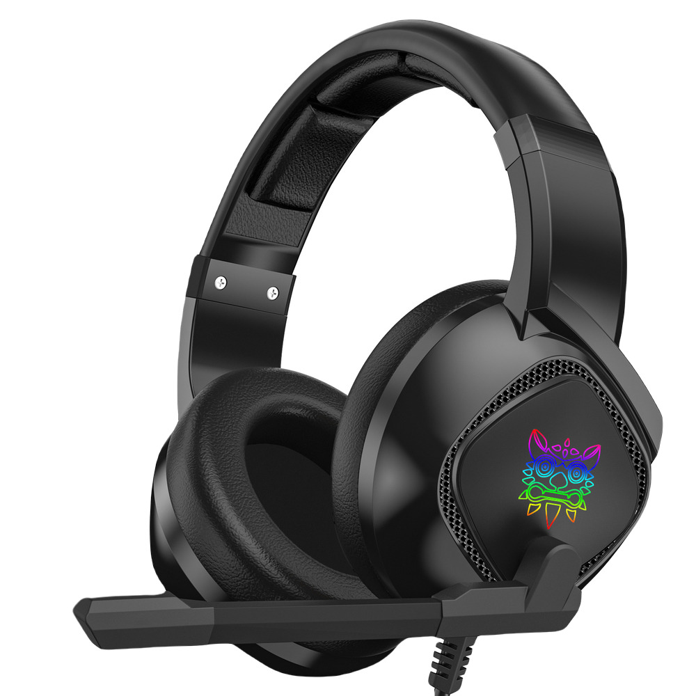 Audífonos gamer Onikuma K19 negro con luz rgb LED