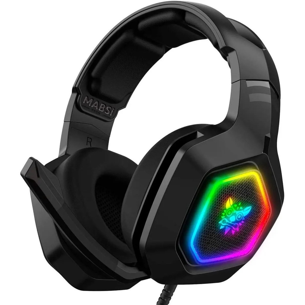 Audífonos gamer Onikuma K19 negro con luz rgb LED