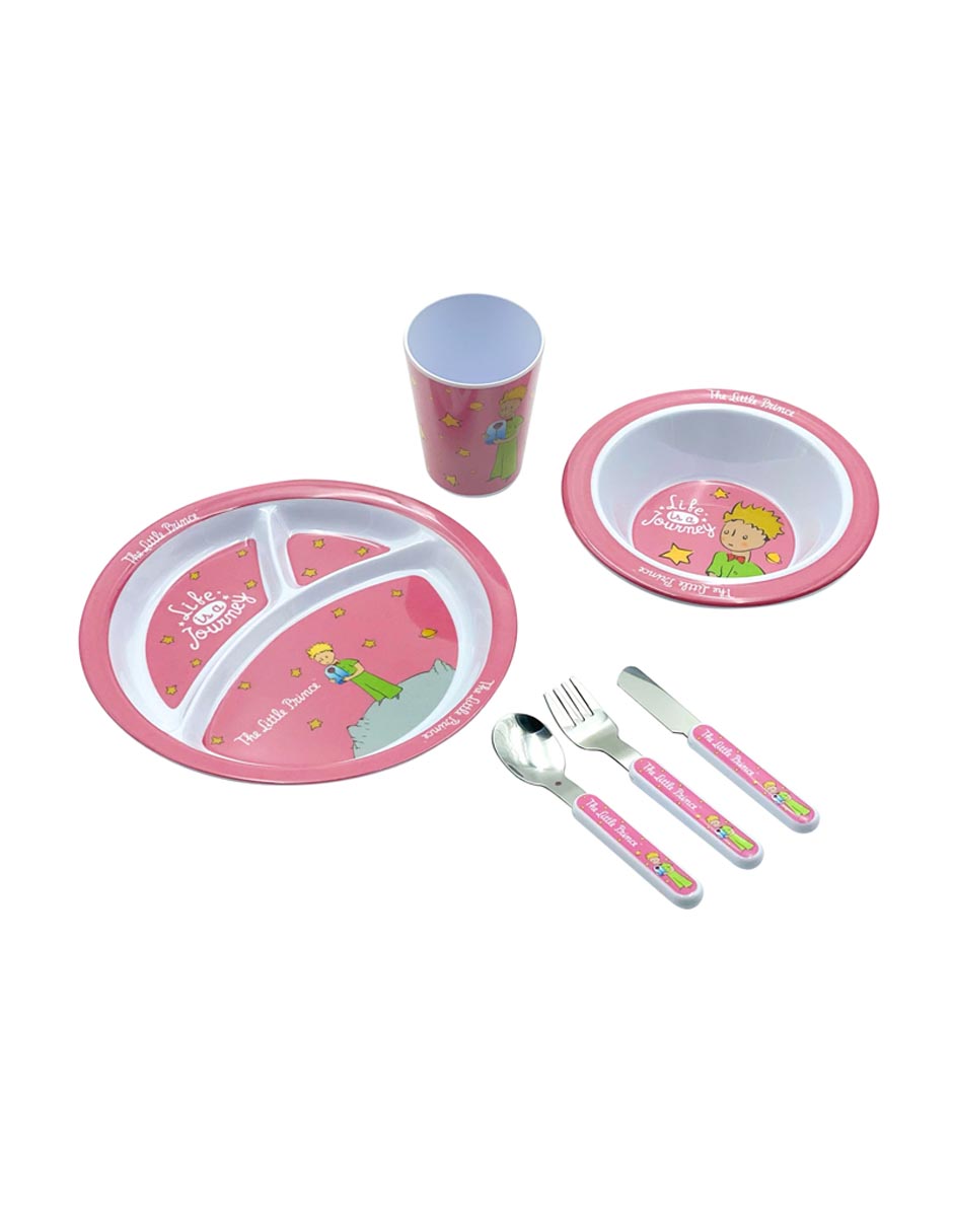 Set de Platos Vaso y Cubiertos El Principito 6 Pzas TLR-048