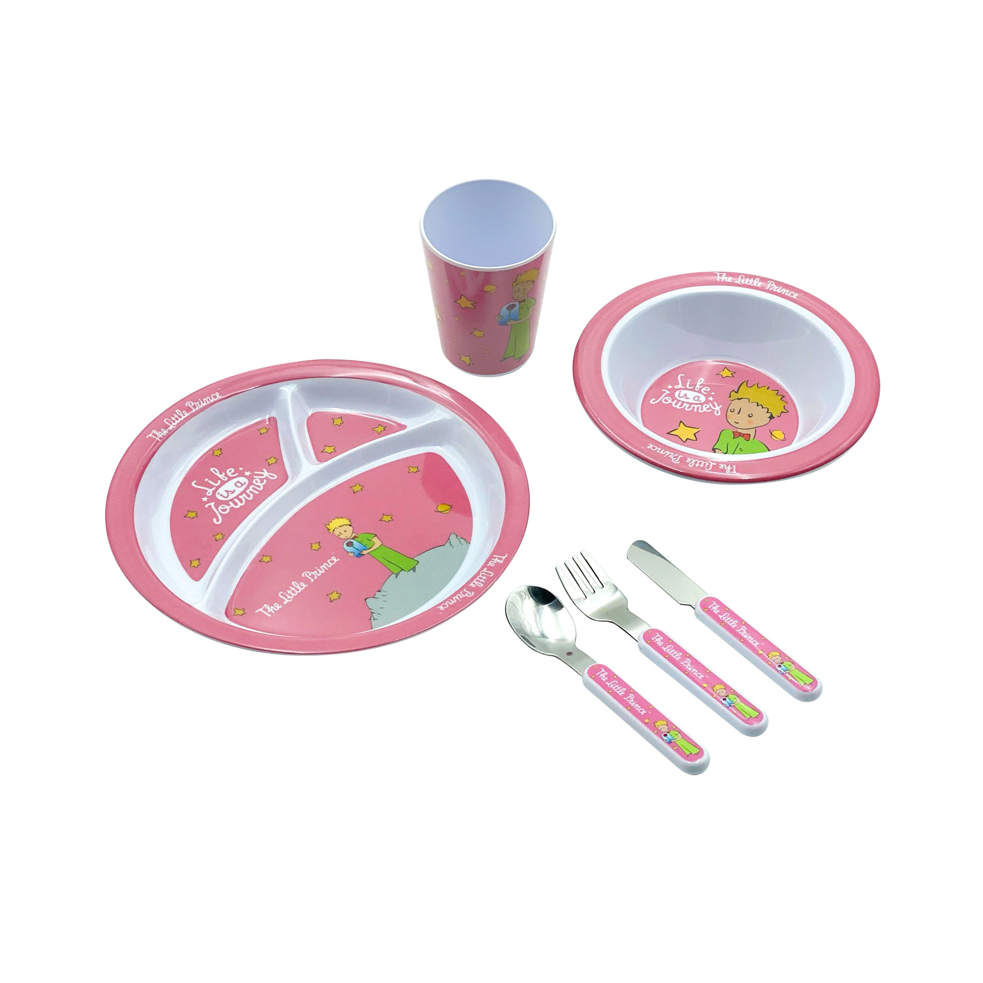 Set de Platos Vaso y Cubiertos El Principito 6 Pzas TLR-048