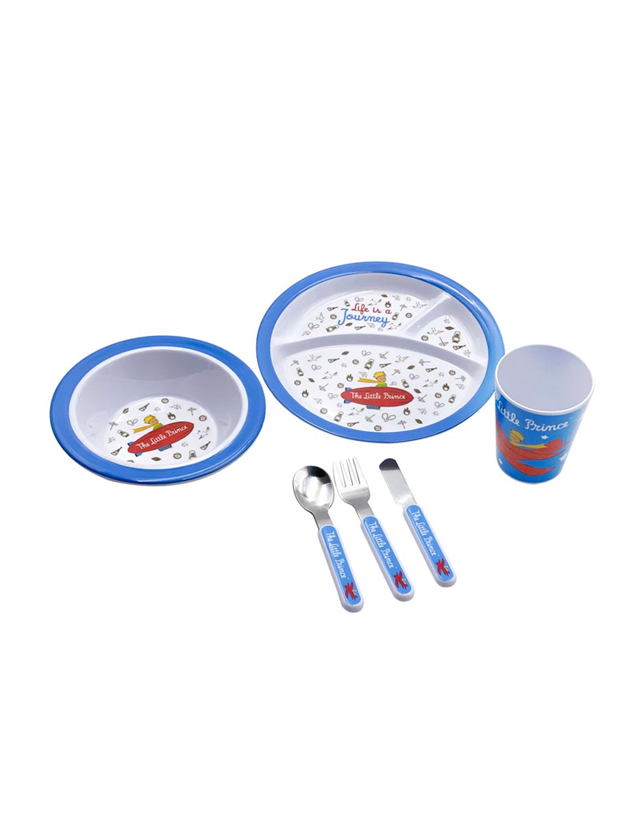 Set de Platos Vaso y Cubiertos El Principito 6 Pzas TLR-047