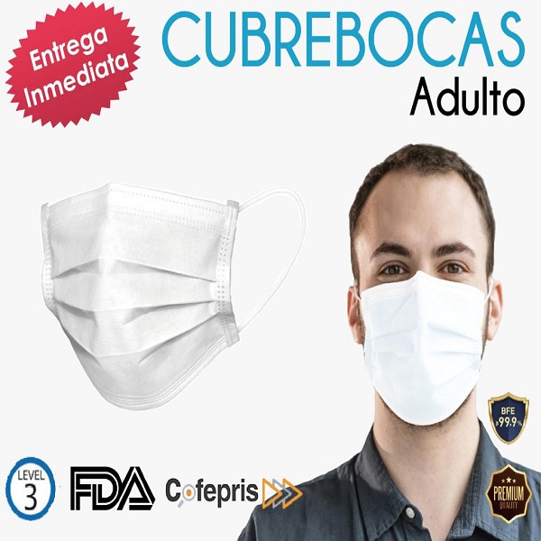Cubreboca Tapaboca Tricapa 3000 Pz Termosellado Cofepris Fda