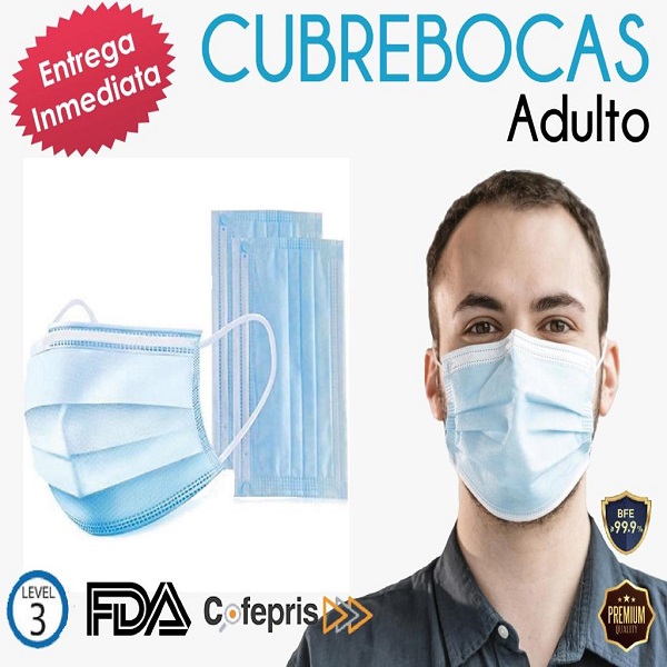 Cubreboca Tapaboca Tricapa 3000 Pz Termosellado Cofepris Fda