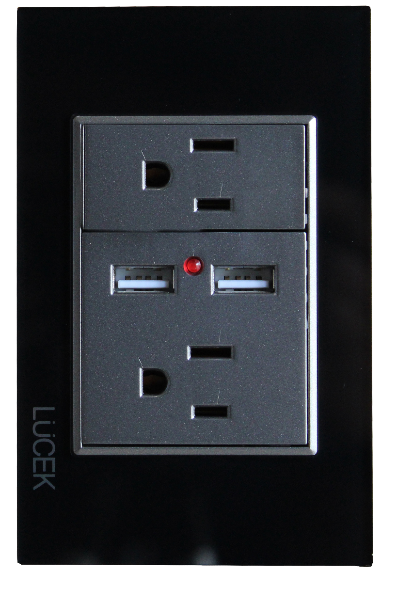 BP25 PLACA CON 2 CONTACTOS Y 2 ENTRADAS DE USB LUCEK CRISTAL