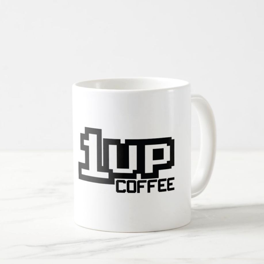 Mario Bros, taza de hongo 1 up coffee (11oz.)