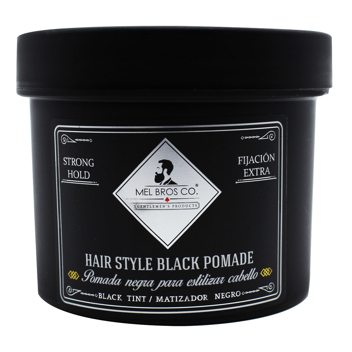 MEL BROS CO. - Hair Style Black - Pomada negra para estilizar, teñir y matizar cabello con canas. Extra Fijación 4 oz.