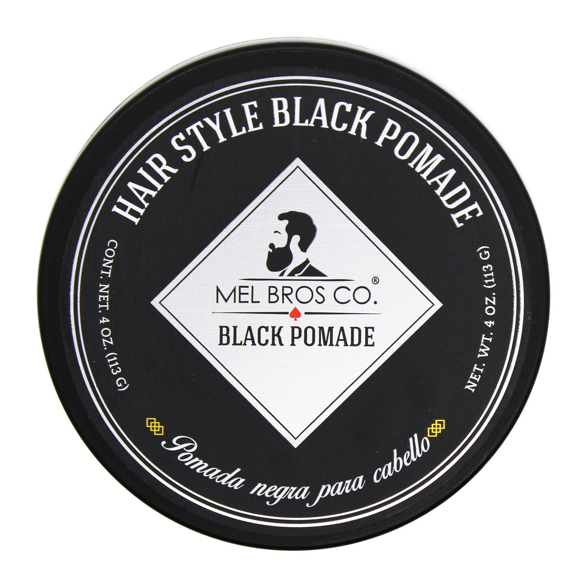 MEL BROS CO. - Hair Style Black - Pomada negra para estilizar, teñir y matizar cabello con canas. Extra Fijación 4 oz.