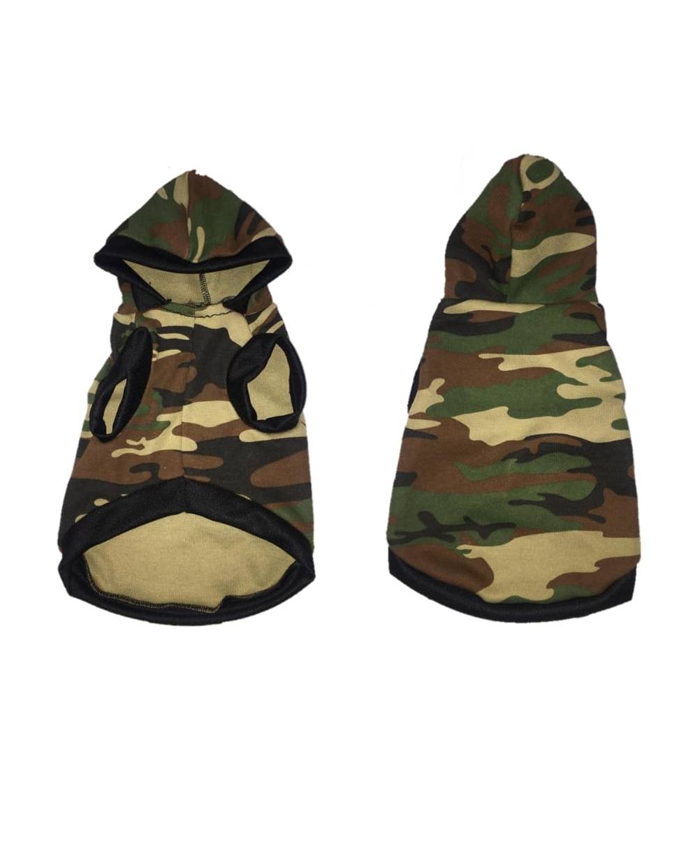 Jersey con capucha ropa para mascota perro o gato CAMUFLAJE VERDE