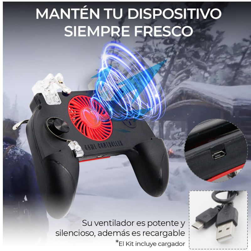 CONTROL GAMEPAD CON POWERBANK Y VENTILADOR PARA CELULAR 2 GATILLOS