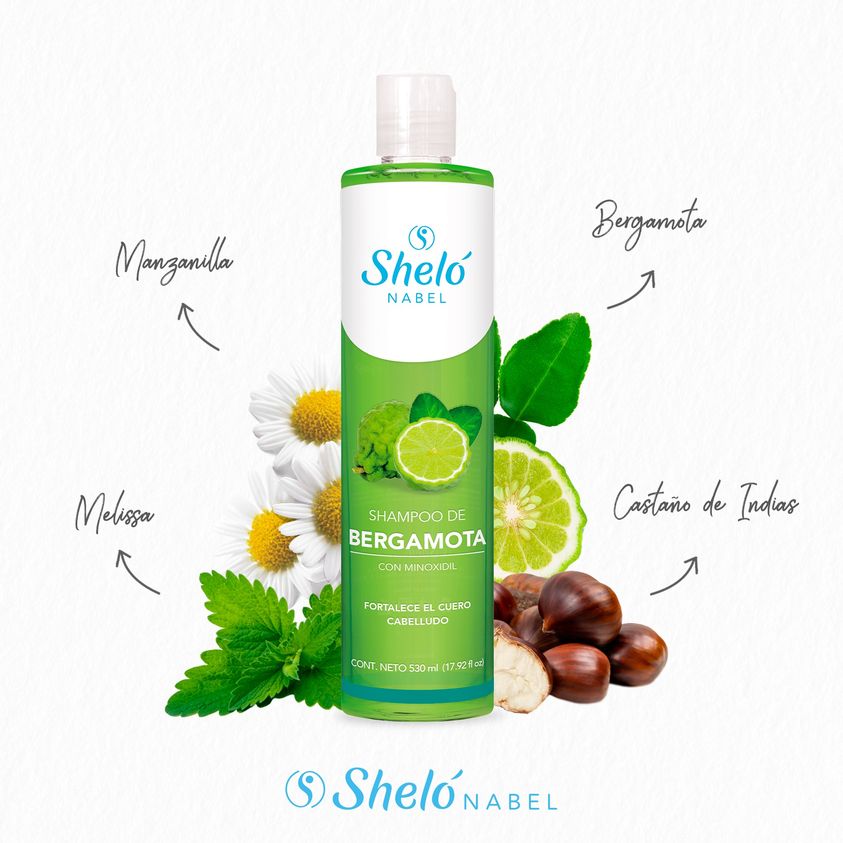 Shampoo Bergamota Con Minoxidil Sheló Crecimiento y Fortalecimiento