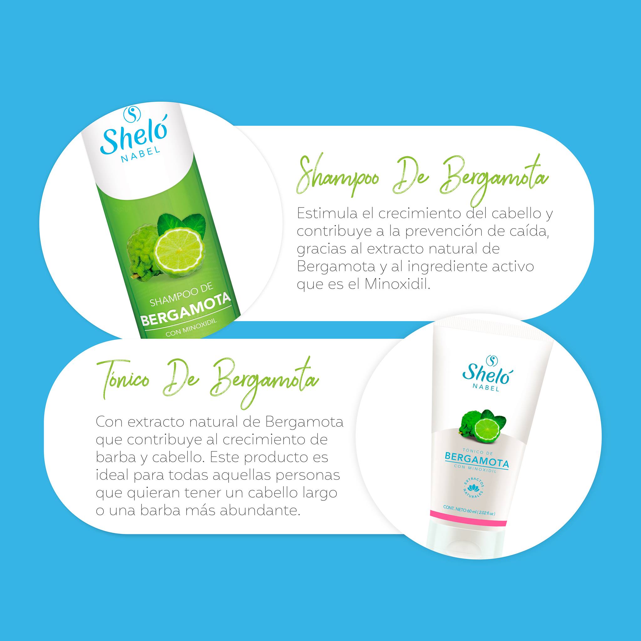 Shampoo Bergamota Con Minoxidil Sheló Crecimiento y Fortalecimiento