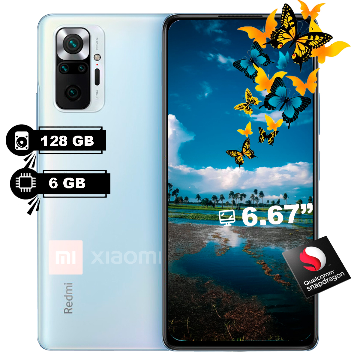 Celular Xiaomi Redmi Note 10 Pro 6.67" 128GB/6GB Cámara 108MP+8MP+5MP+2MP/16MP Snapdragon Android 11 Color Azul