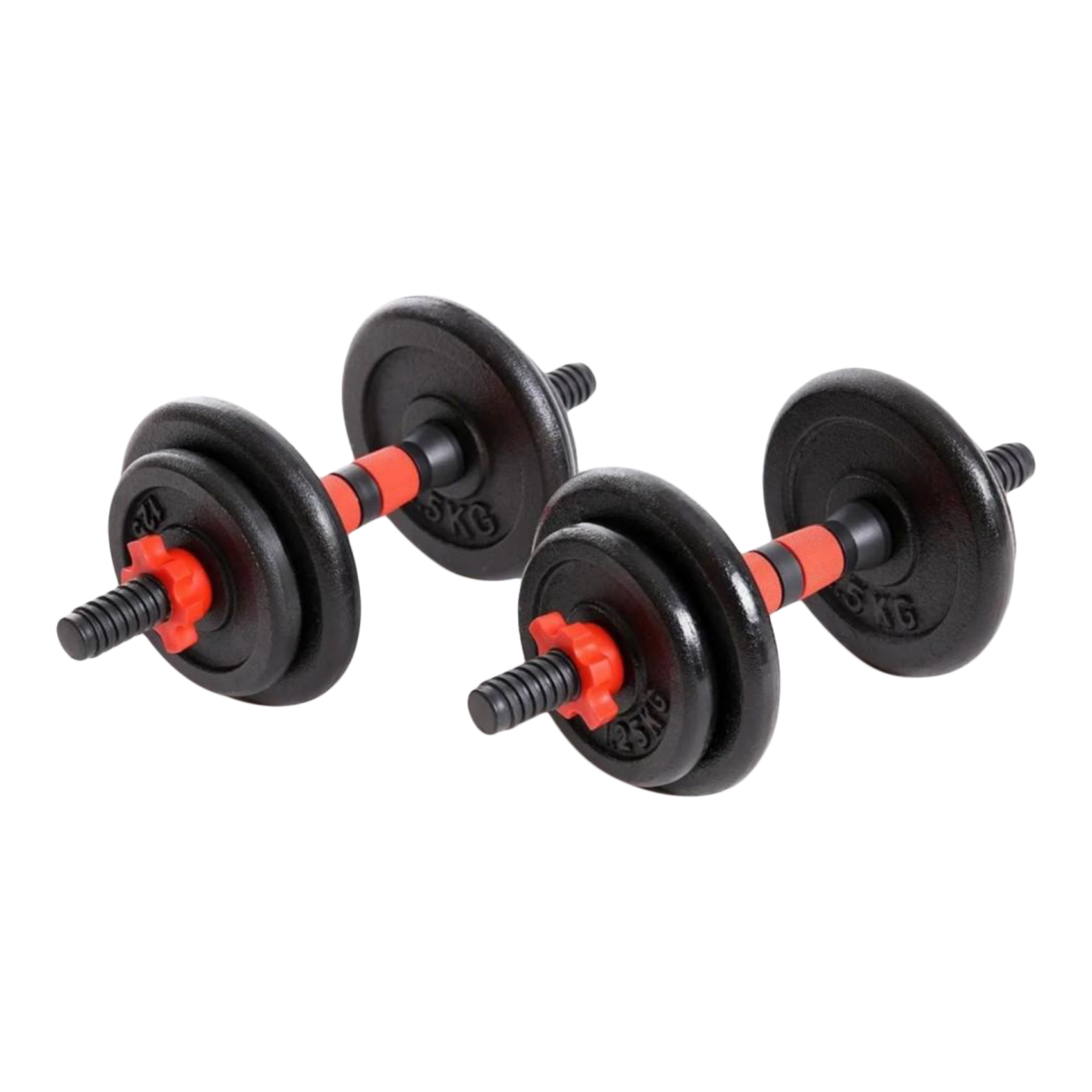 Set De 2 Mancuernas Ajustables Con Discos De Metal 30 Kg Negro unitalla