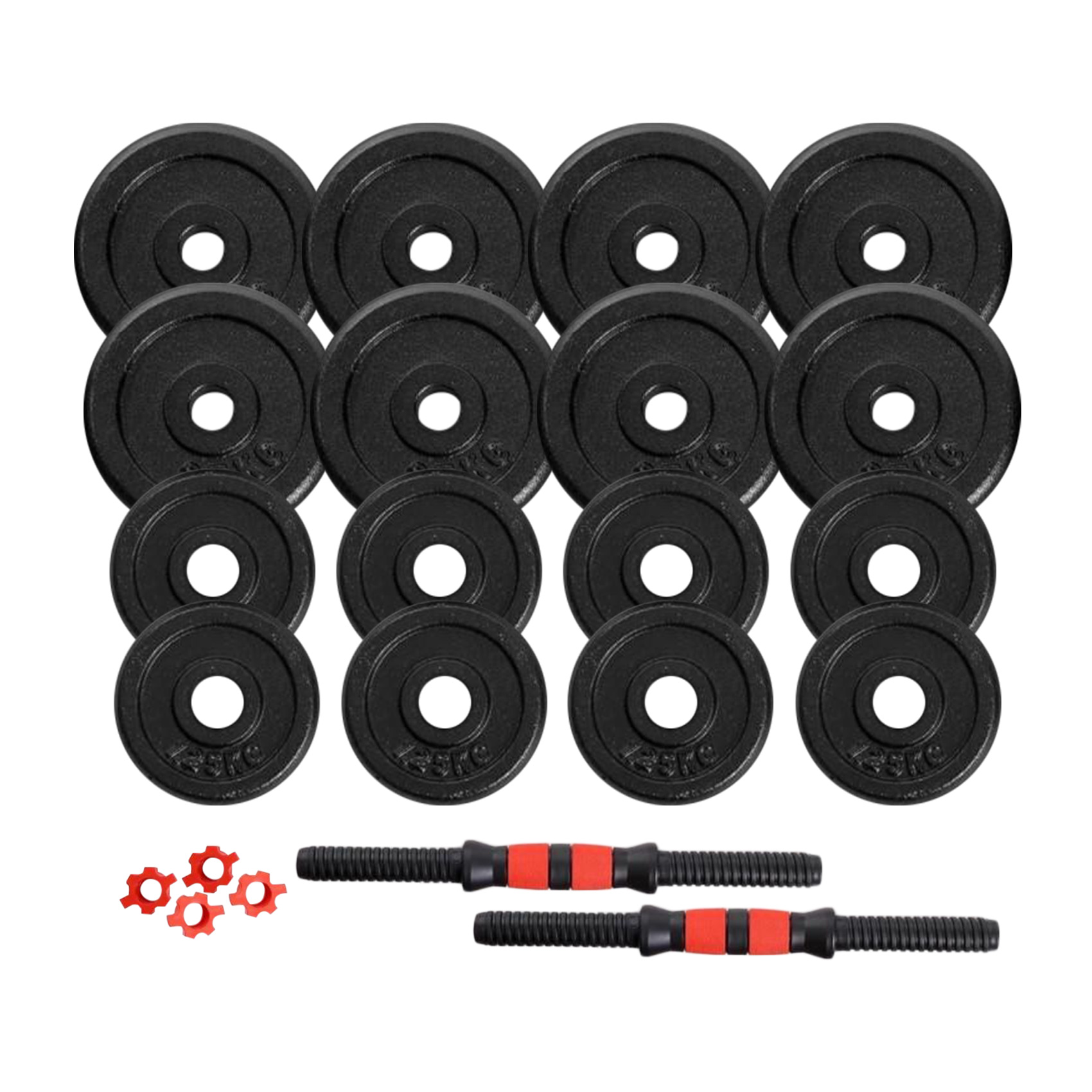 Set De 2 Mancuernas Ajustables Con Discos De Metal 30 Kg Negro unitalla