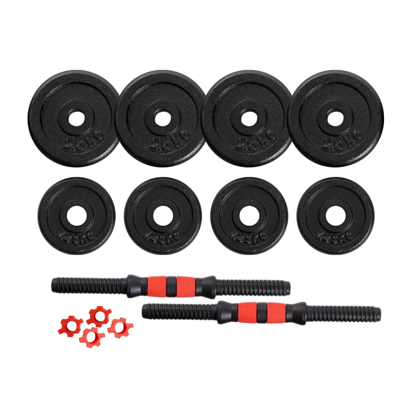 Set 2 Mancuernas 15 kg, Fuxion Sports, Metal con 8 Discos Negro unitalla