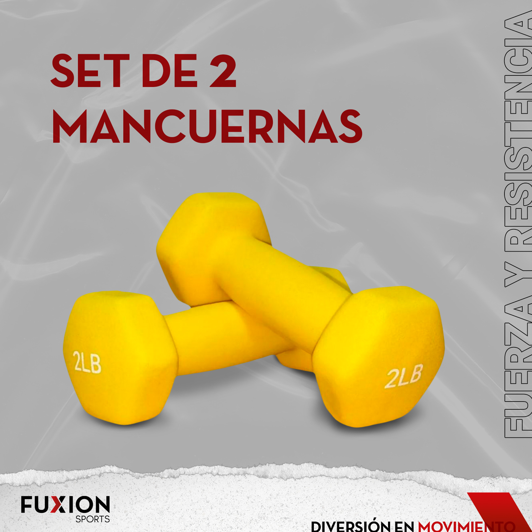 Par De Mancuernas Hexagonales Neopreno 2 Lb 0.9 Kg Amarillo set 2 2lb