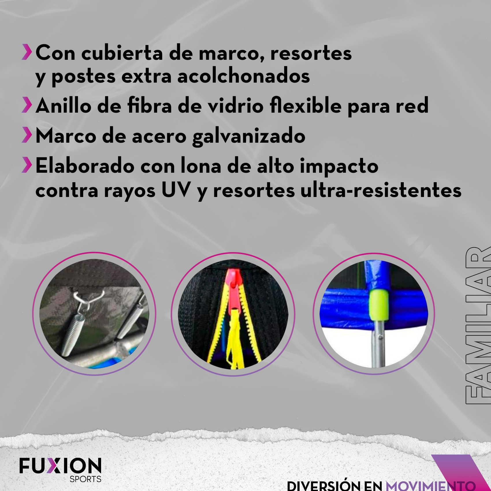 Trampolín Brincolín 14 Pies Fuxion Sports, Familiar, Seguro Azul unitalla