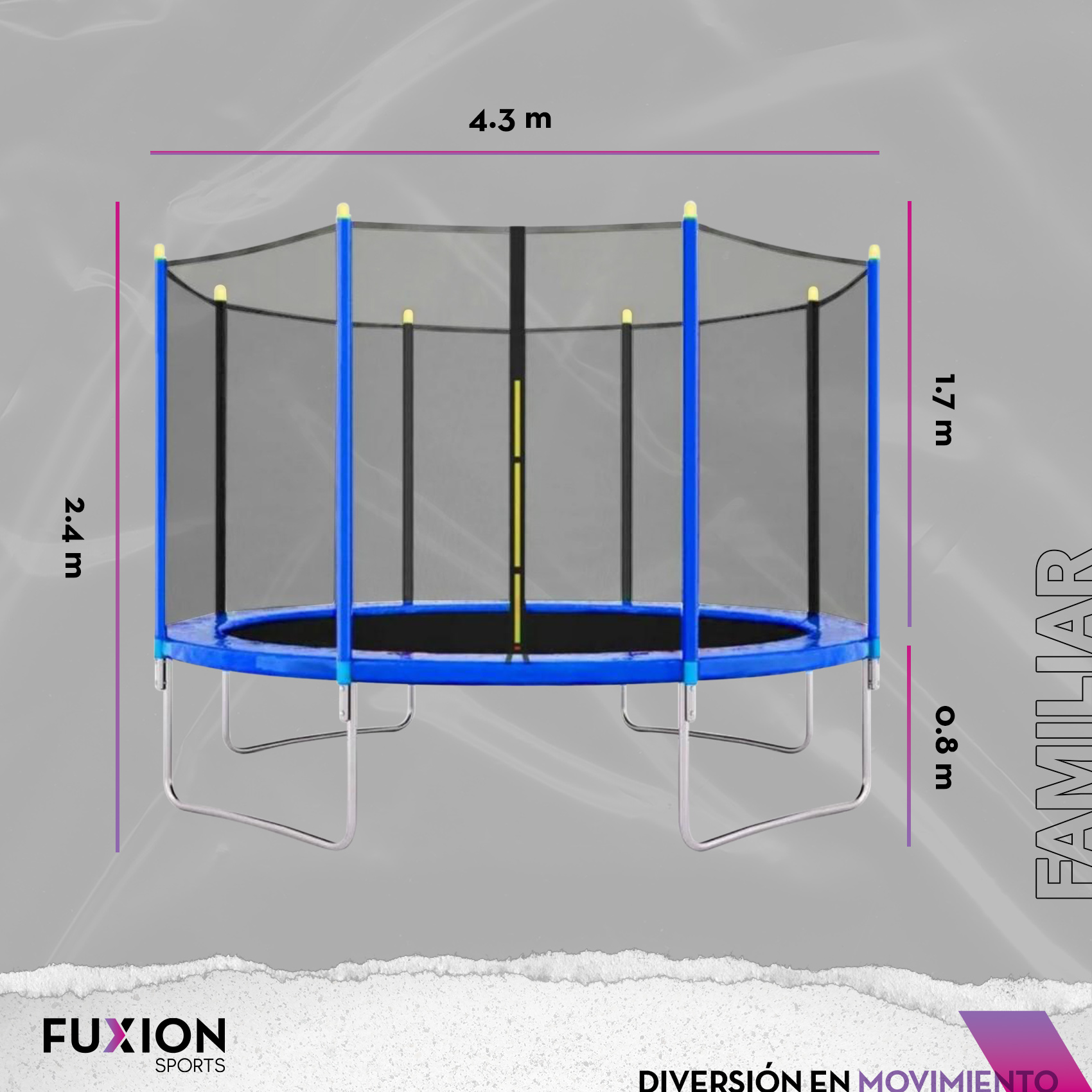 Trampolín Brincolín 14 Pies Fuxion Sports, Familiar, Seguro Azul unitalla