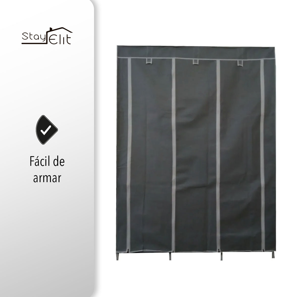 Closet Ropero Armable 1.75mts Negro Hogar Reforzado Stayelit