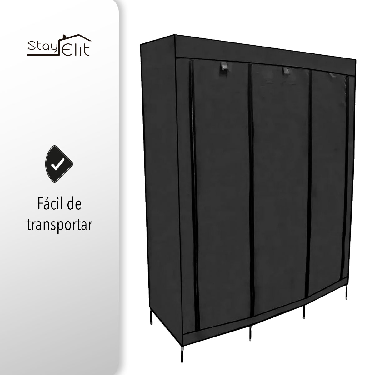 Closet Ropero Armable 1.75mts Negro Hogar Reforzado Stayelit