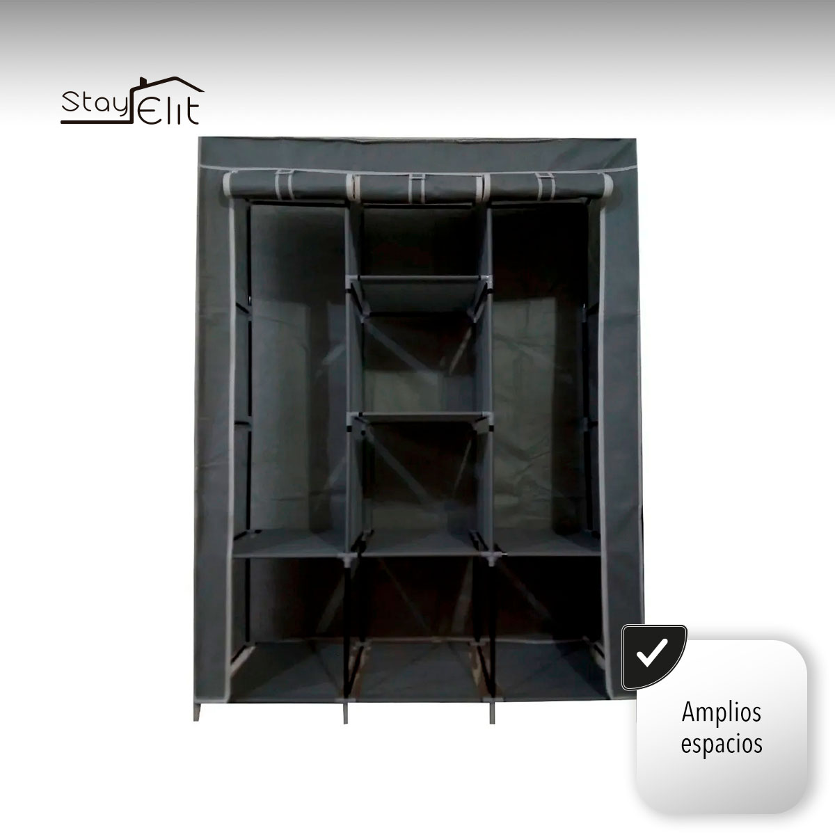 Closet Ropero Armable 1.75mts Negro Hogar Reforzado Stayelit