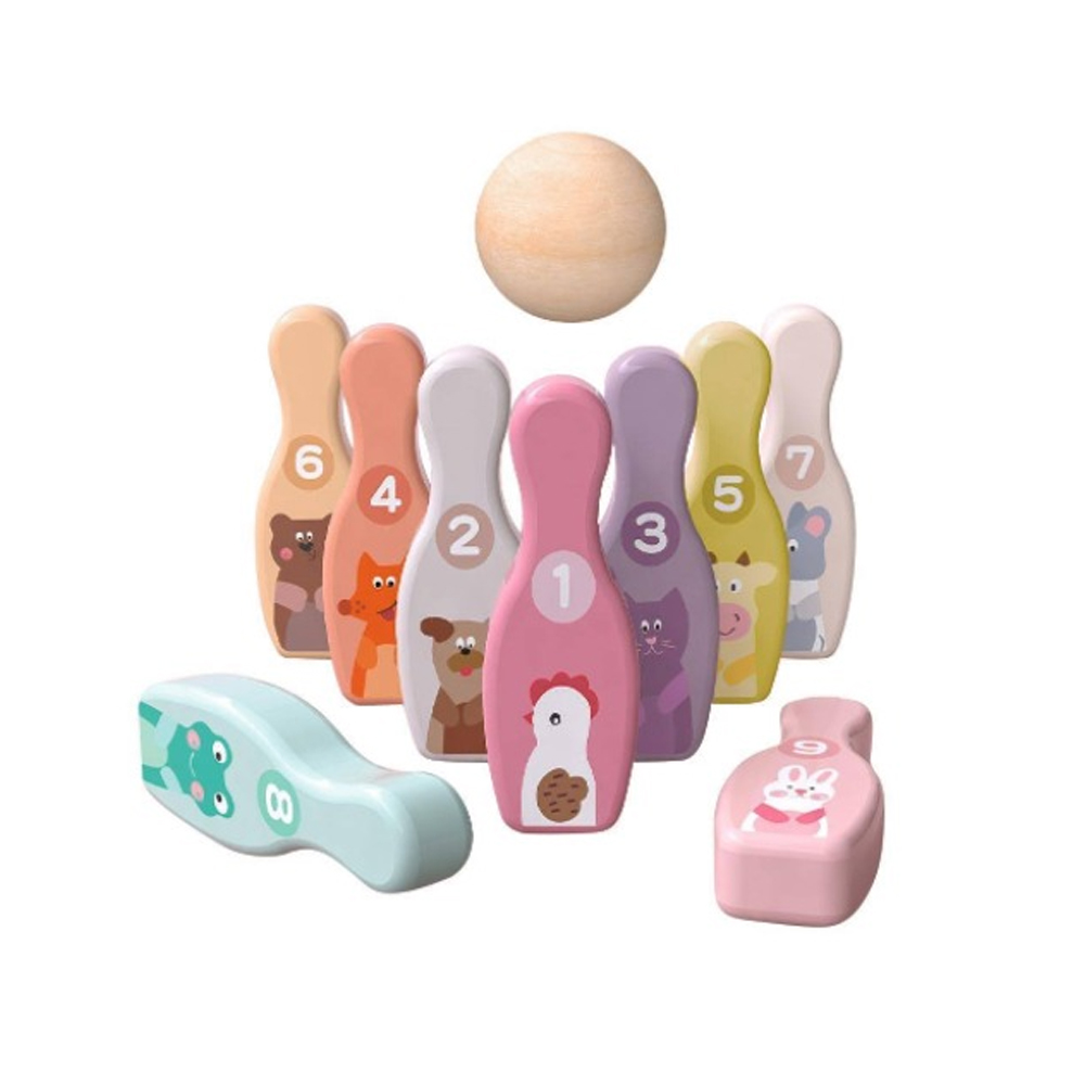Juego Boliche Diversión Animales Infantil Madera Didáctico