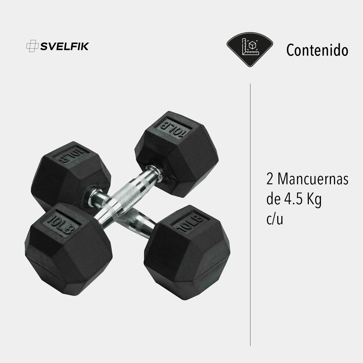 Kit Par De Mancuernas Pesas Hexagonales 10 Lb 5 Kg Alta Calidad Ideal Gimnasio en Casa.