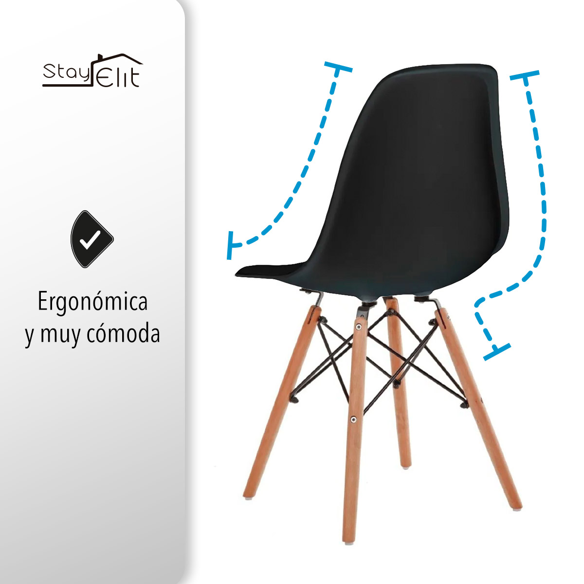 Set de 4 Sillas Tipo Eames Minimalistas Colores Hogar Oficina NG