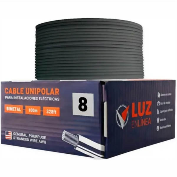 Cable Electrico Alucobre Unipolar Calibre 10 De 100 Metros Color NEGRO