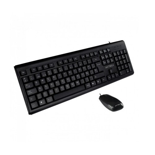 Kit de teclado mouse Estándar Negro PC AC-928991 Alambrico Escuela Numerico USB 800DPI 3 Botones