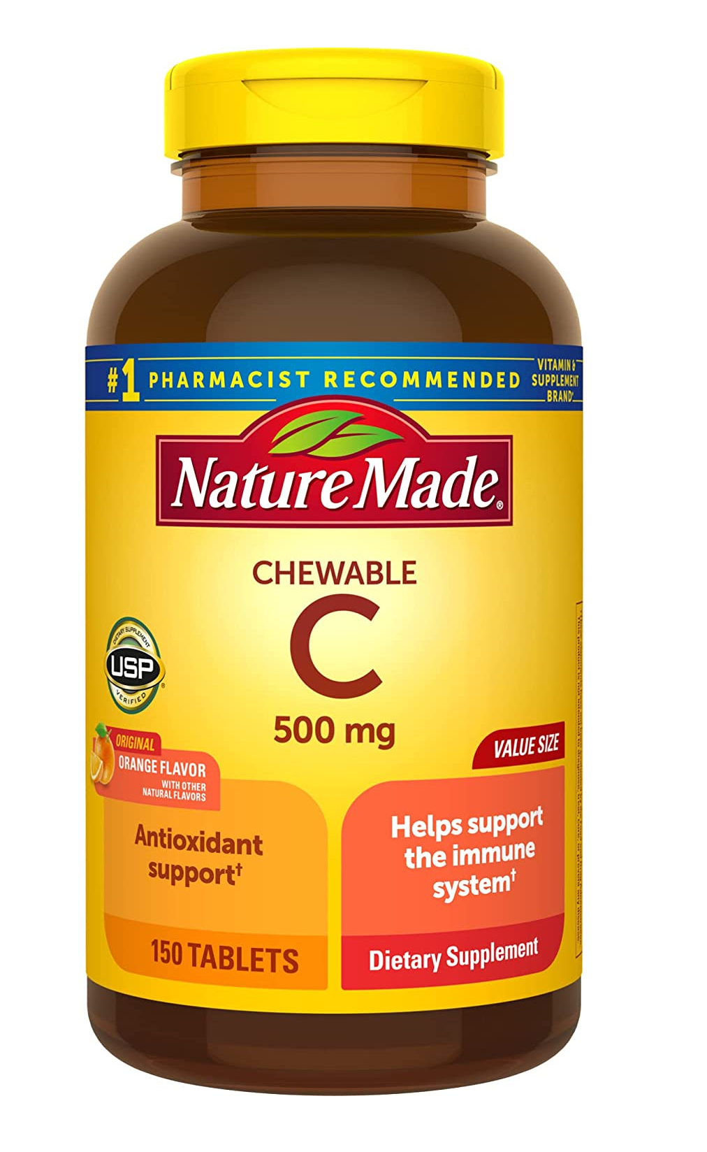 Vitamina C de 500 mg para ayudar a apoyar el sistema inmunológico 150 tabletas 14.39 Onzas
