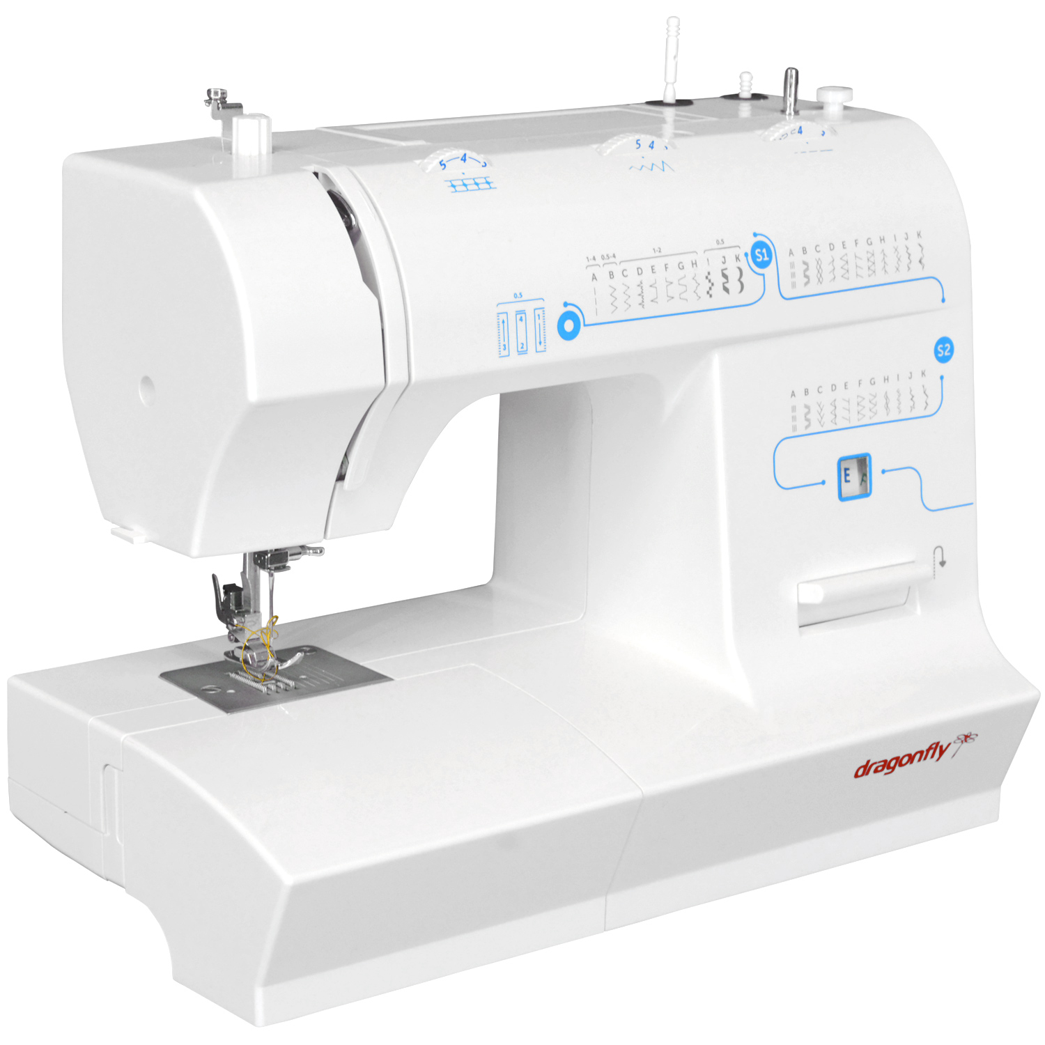 Maquina Coser 33 Puntadas Mecanica Dragonfly Longitud de Agujas Ajustable Luz Led 