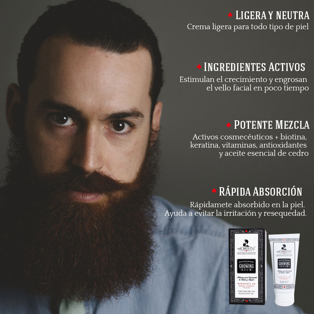 MEL BROS CO. - Moustache and Beard, Growing Balm - Bálsamo para Crecimiento de Barba y Bigote TD 2 oz (Crema)